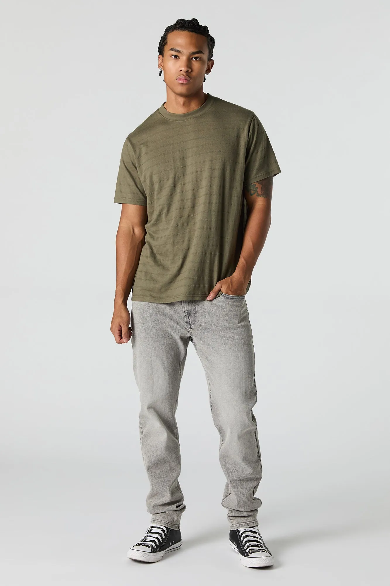 Textured Striped T-Shirt sold by Urban Planet product image thumbnail 3