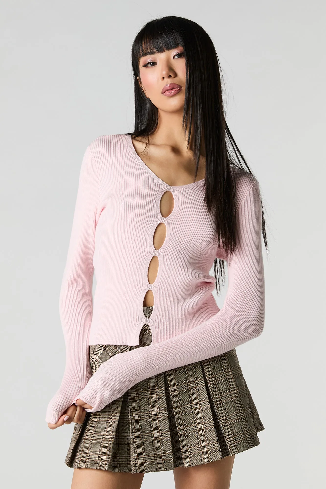 Chandail en tricot côtelé avec découpe sold by Urban Planet product image thumbnail 4