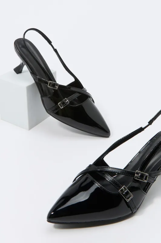 Faux Leather Buckled Kitten Heel sold by Urban Planet