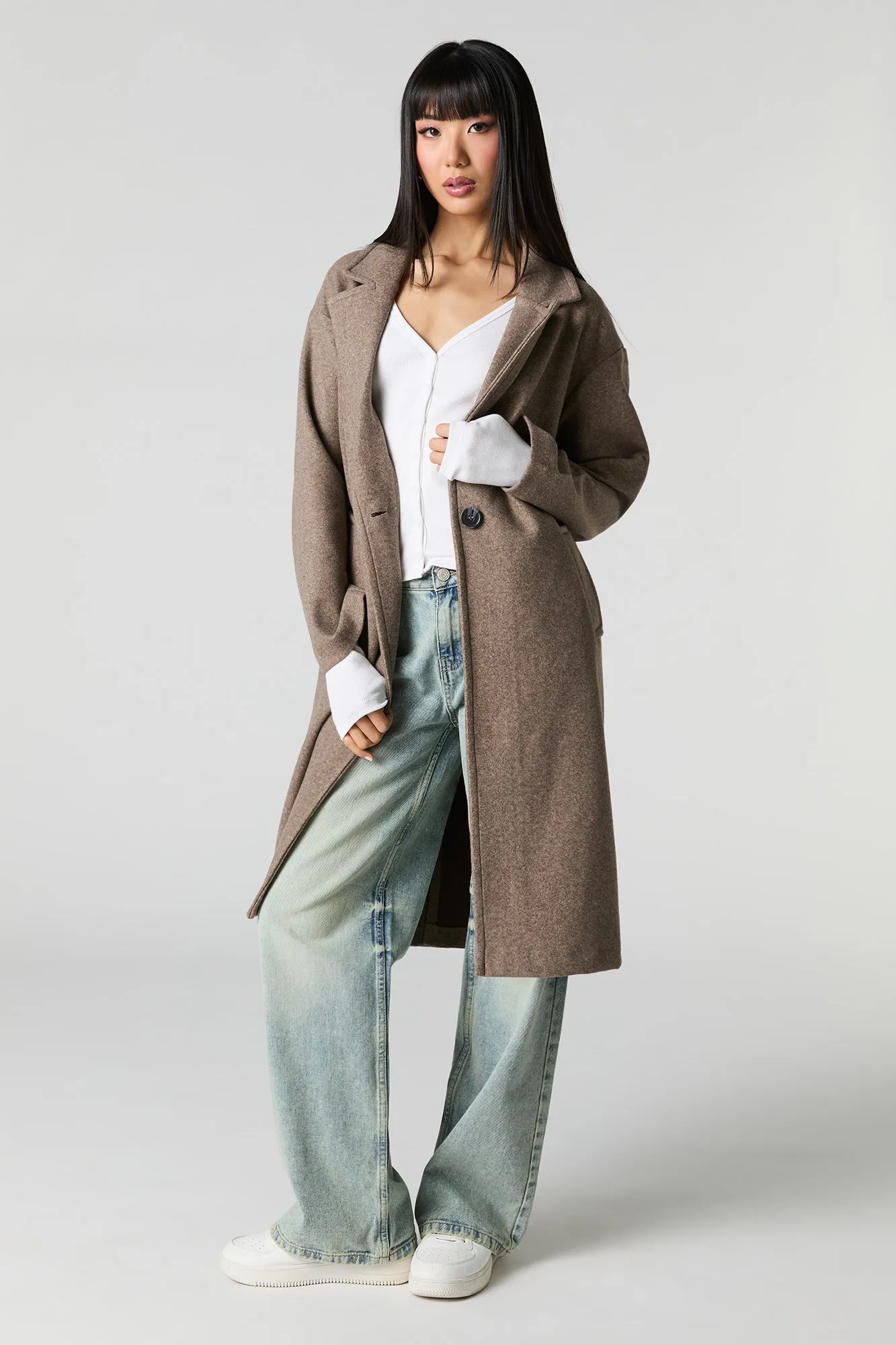 Midi Single Button Coat sold by Urban Planet