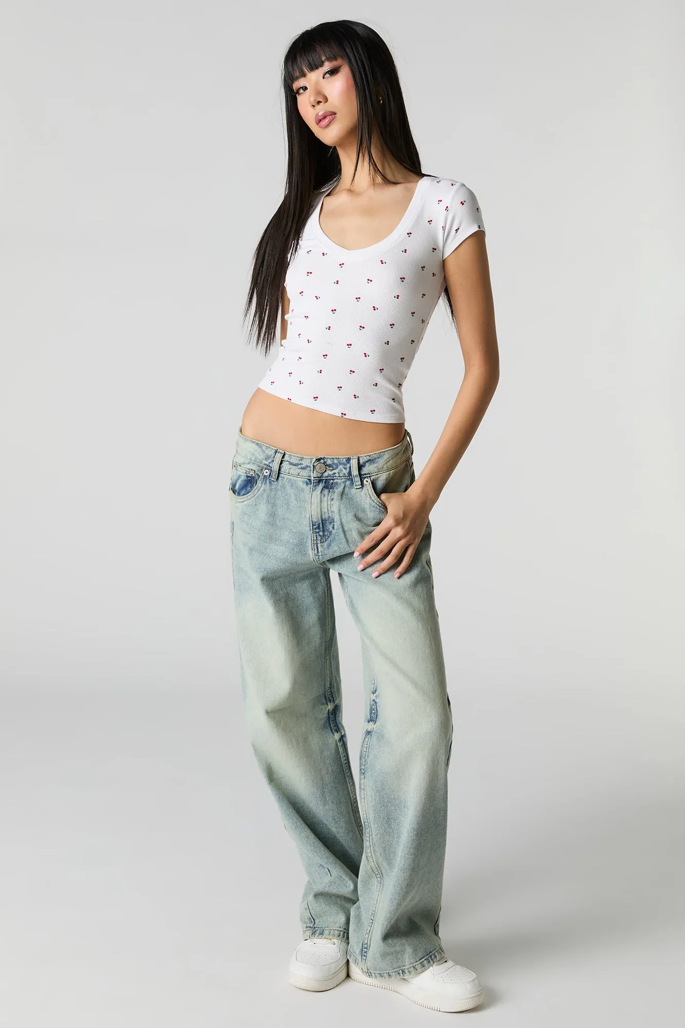 Ribbed V-Neck T-Shirt sold by Urban Planet product image thumbnail 3