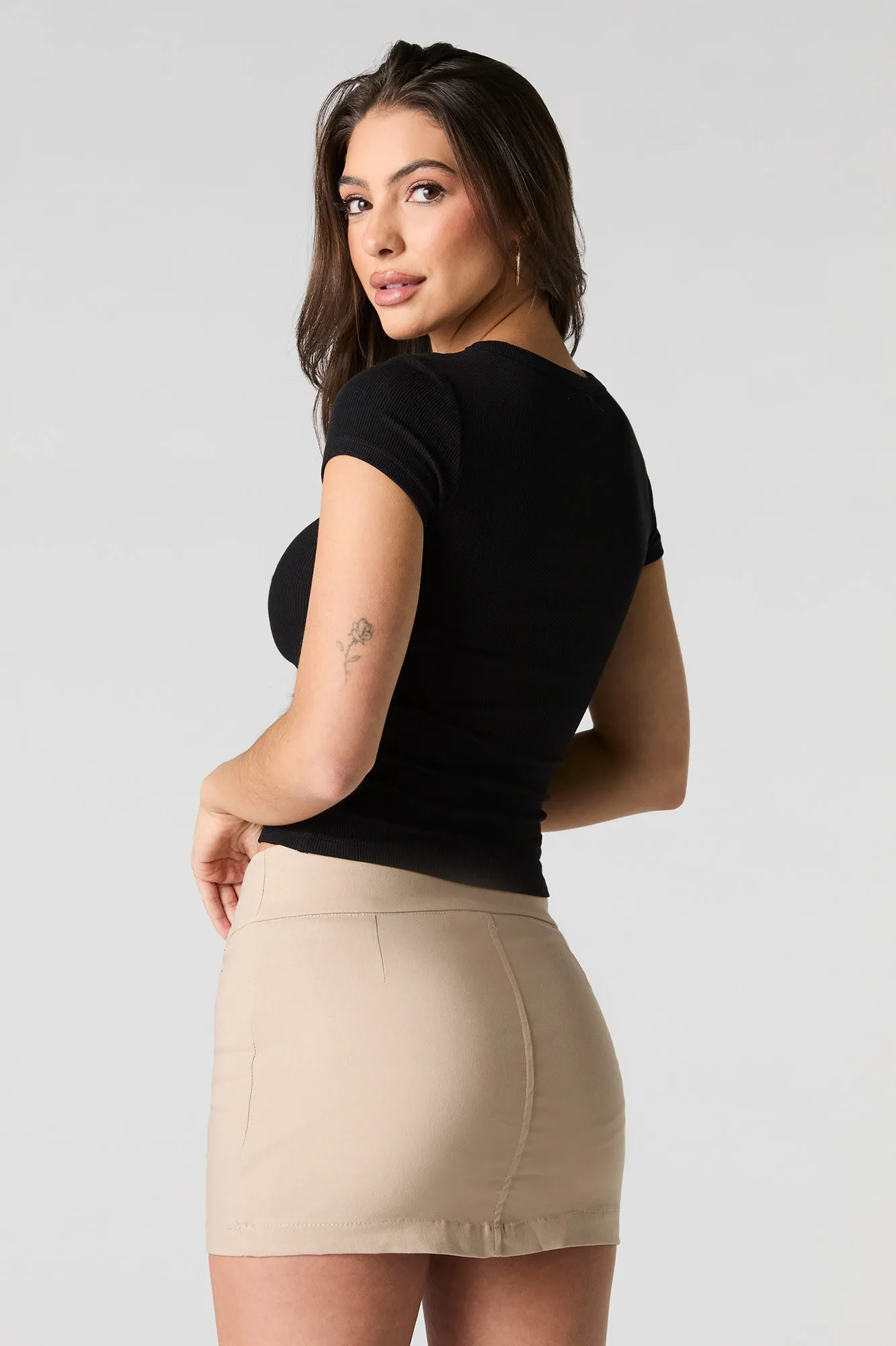 Ribbed Scoop Square Neck Short Sleeve Top sold by Urban Planet product image thumbnail 5