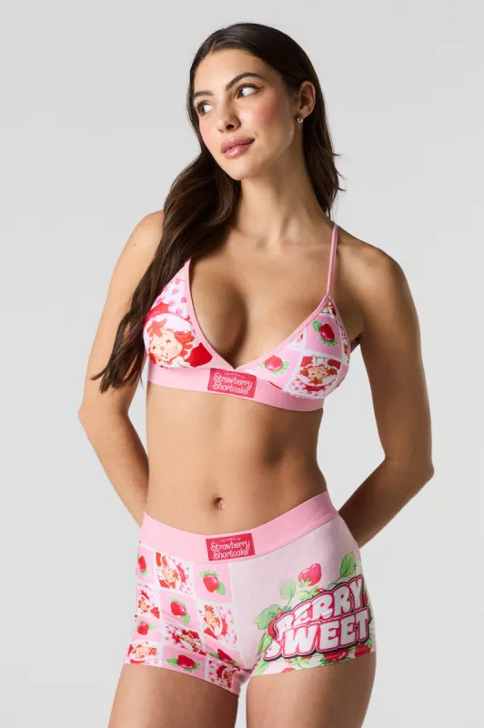 Strawberry Shortcake Triangle Bralette & Boy Short 2 Piece Set sold by Urban Planet