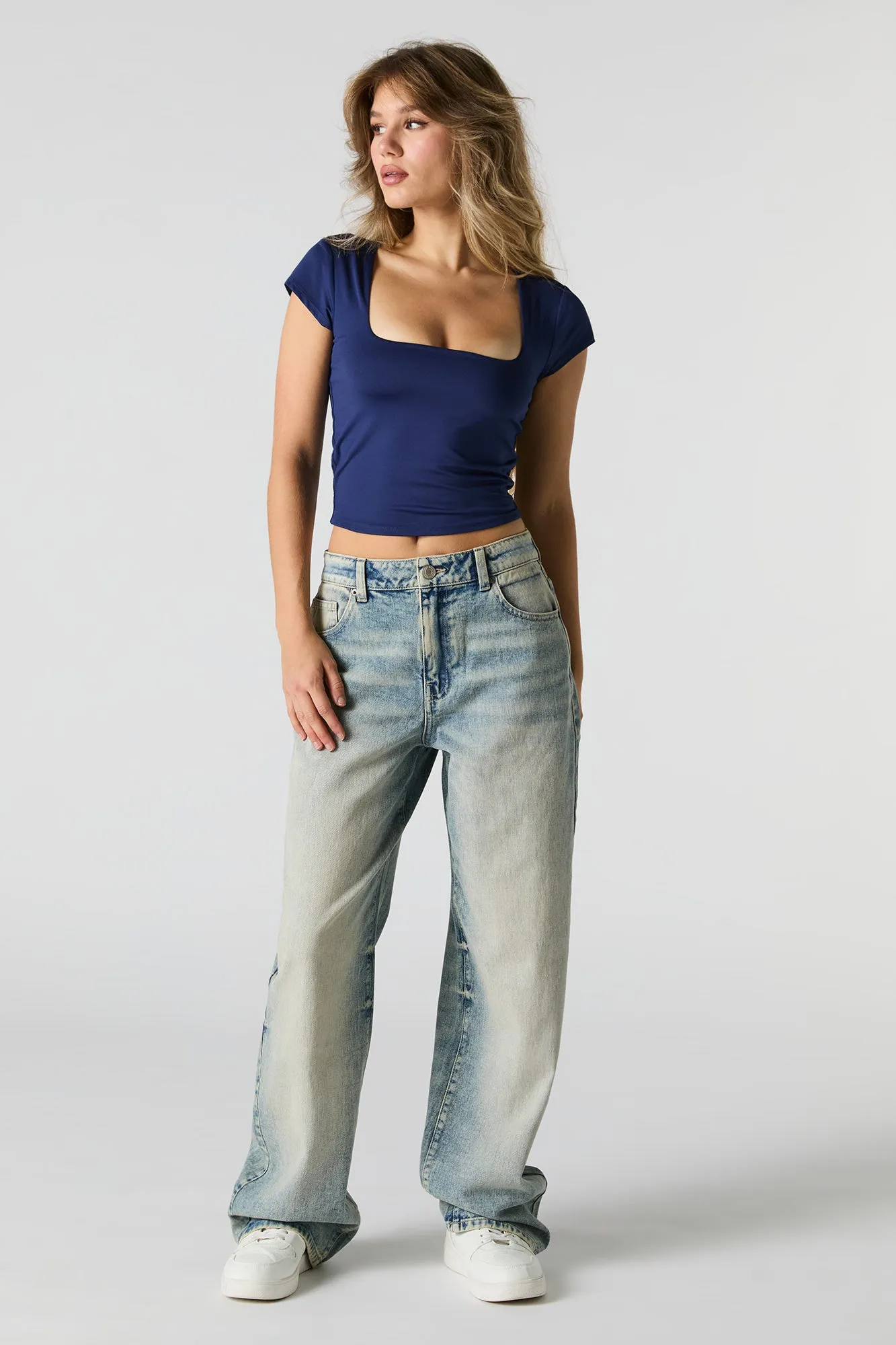 Contour Square Neck Cap Sleeve Crop Top sold by Urban Planet product image thumbnail 3