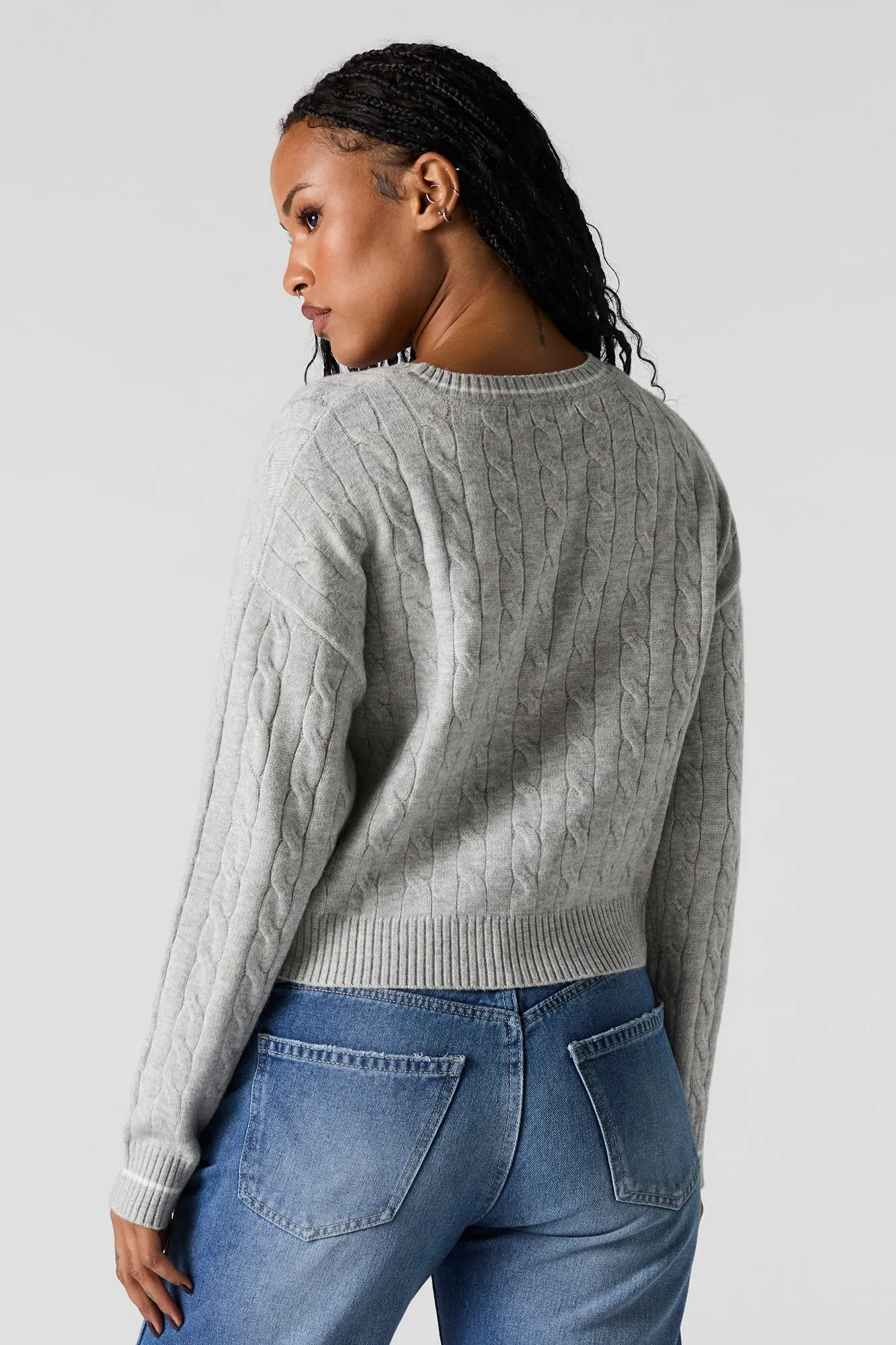 Cable Knit Embroidered Sweater sold by Urban Planet product image thumbnail 5