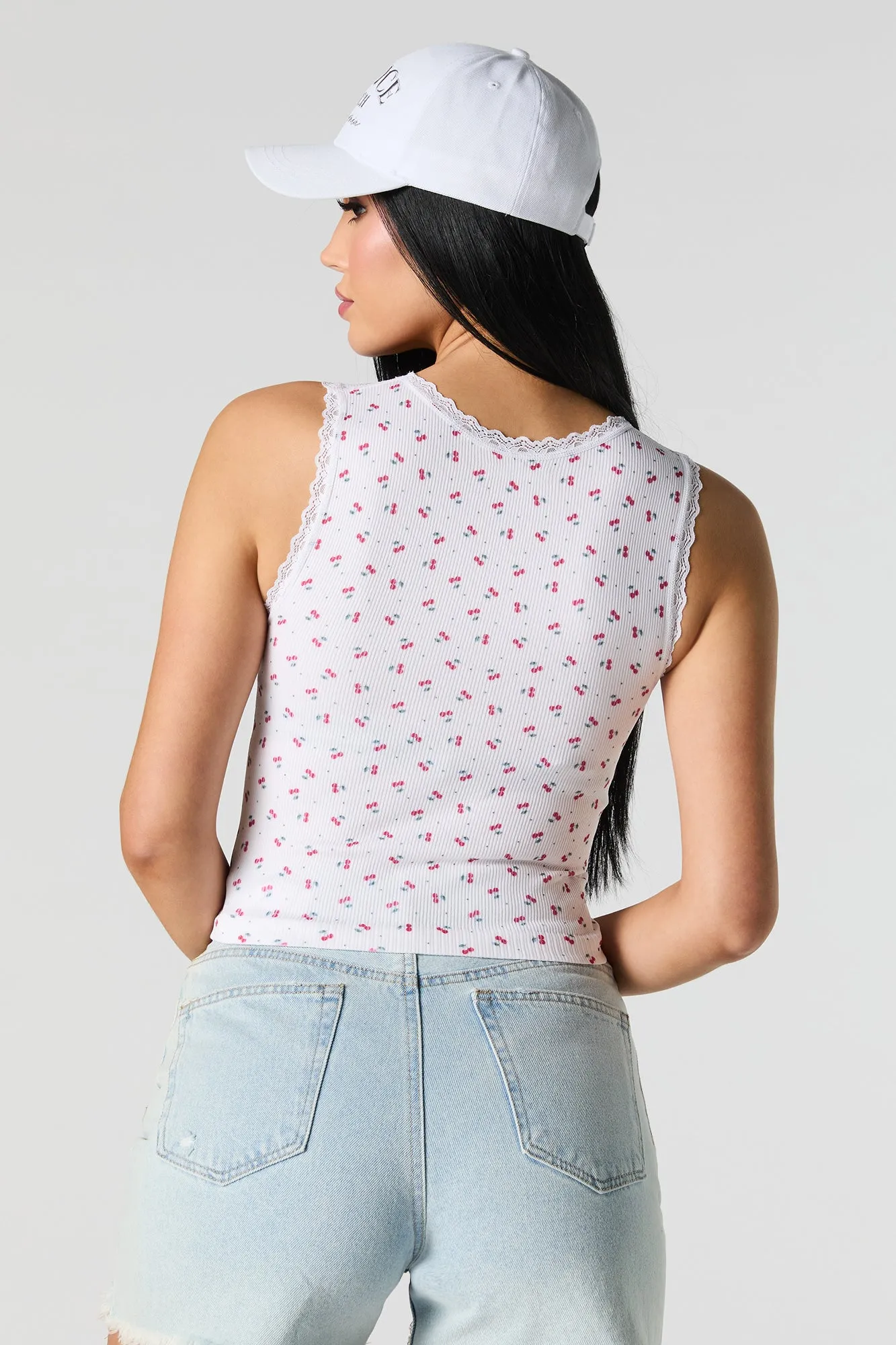 Seamless Ribbed Scoop Neck Lace Trim Tank sold by Urban Planet product image thumbnail 2
