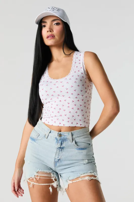 Seamless Ribbed Scoop Neck Lace Trim Tank sold by Urban Planet