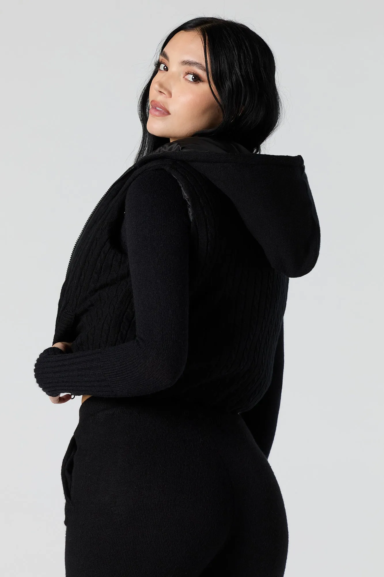 Haut à capuchon en tricot à mailles torsadées sold by Urban Planet product image thumbnail 5