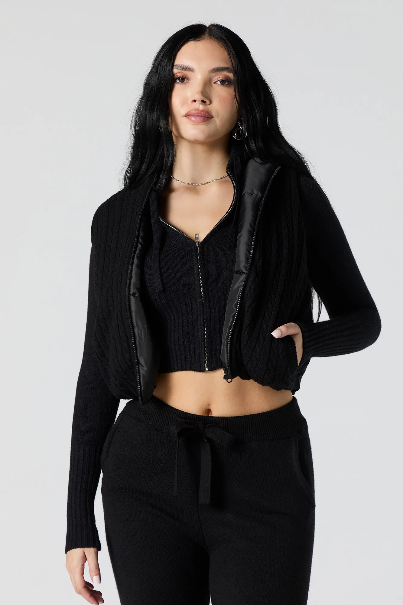 Haut à capuchon en tricot à mailles torsadées sold by Urban Planet product image thumbnail 4