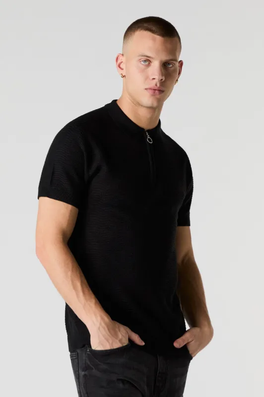 Polo en tricot texturé avec fermeture à glissière sold by Urban Planet