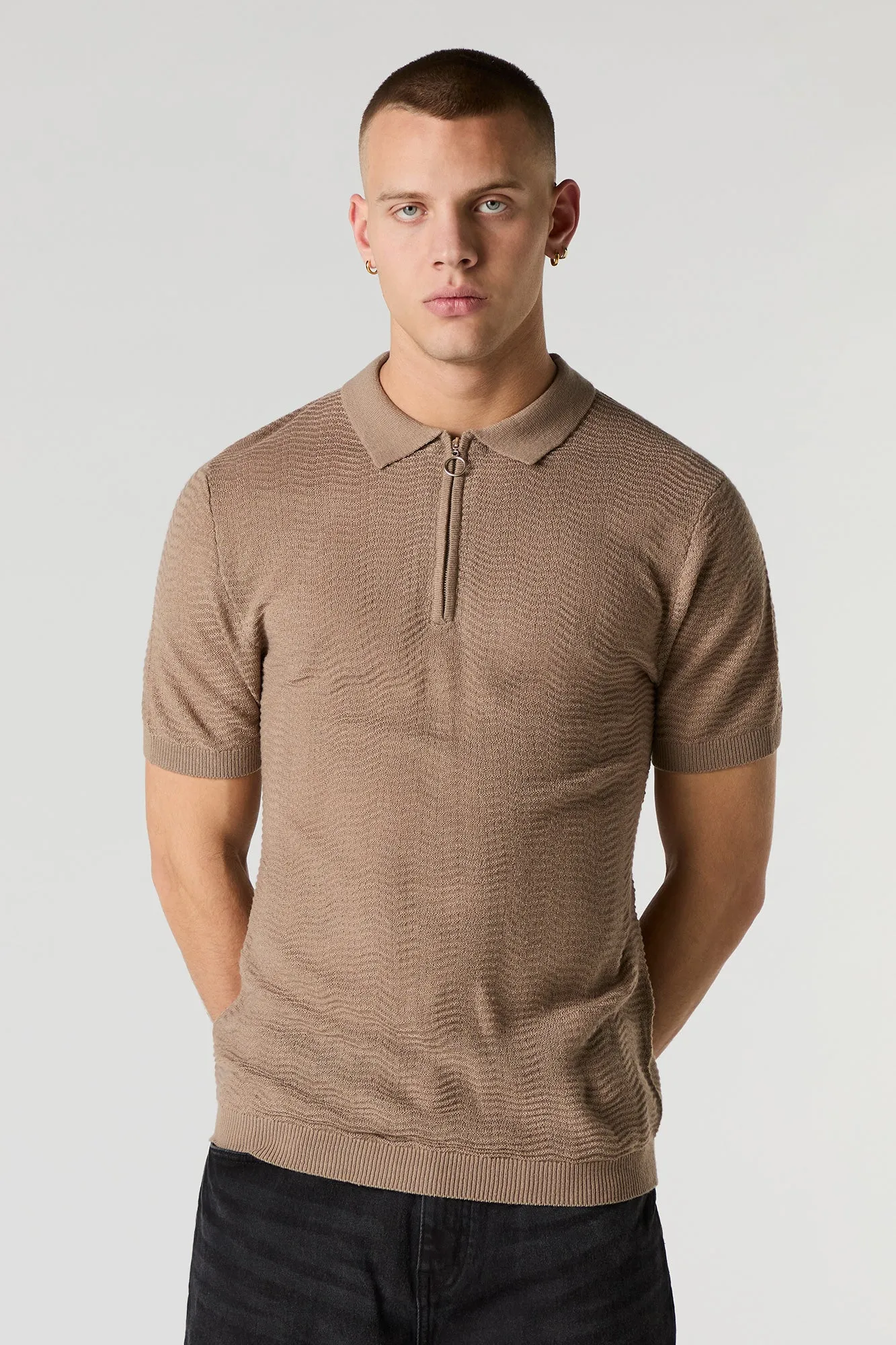 Polo en tricot texturé avec fermeture à glissière sold by Urban Planet product image thumbnail 4