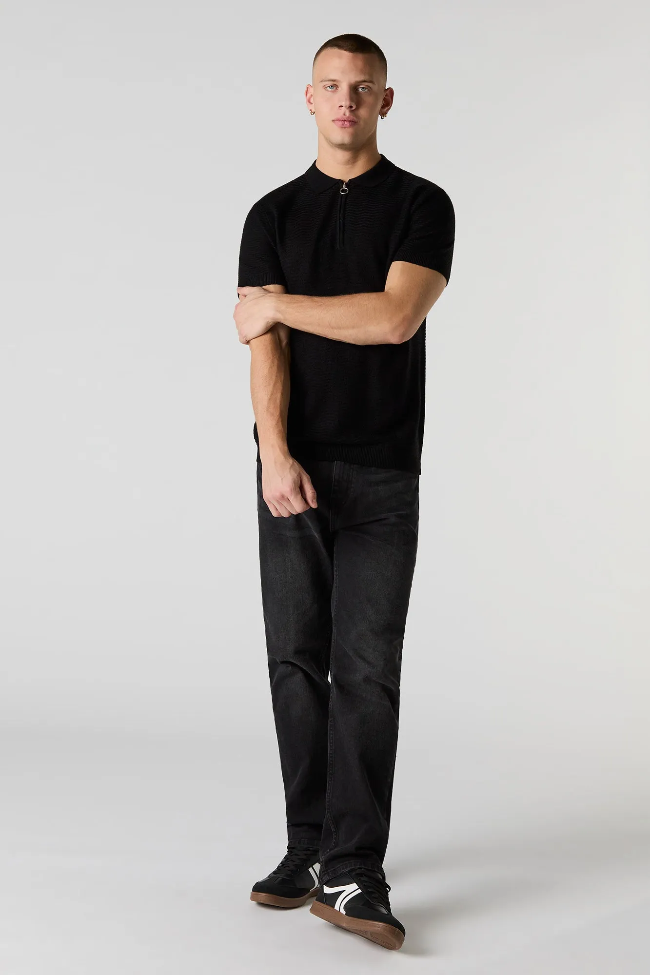Polo en tricot texturé avec fermeture à glissière sold by Urban Planet product image thumbnail 3