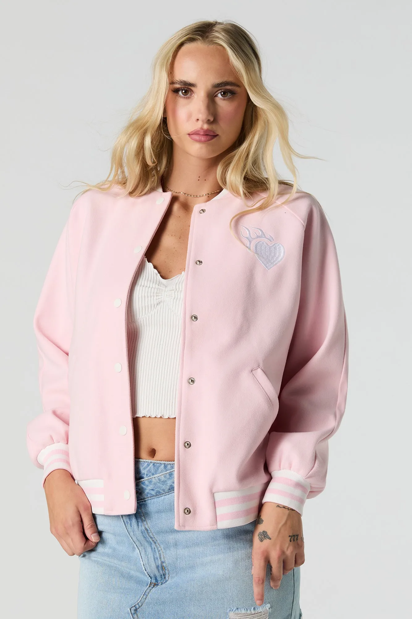 Hotter Than Hell Fleece Varsity Jacket sold by Urban Planet product image thumbnail 2