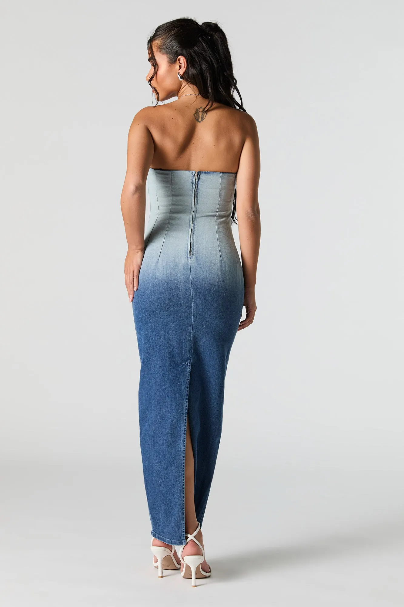 Denim Ombre Strapless Maxi Dress sold by Urban Planet product image thumbnail 3