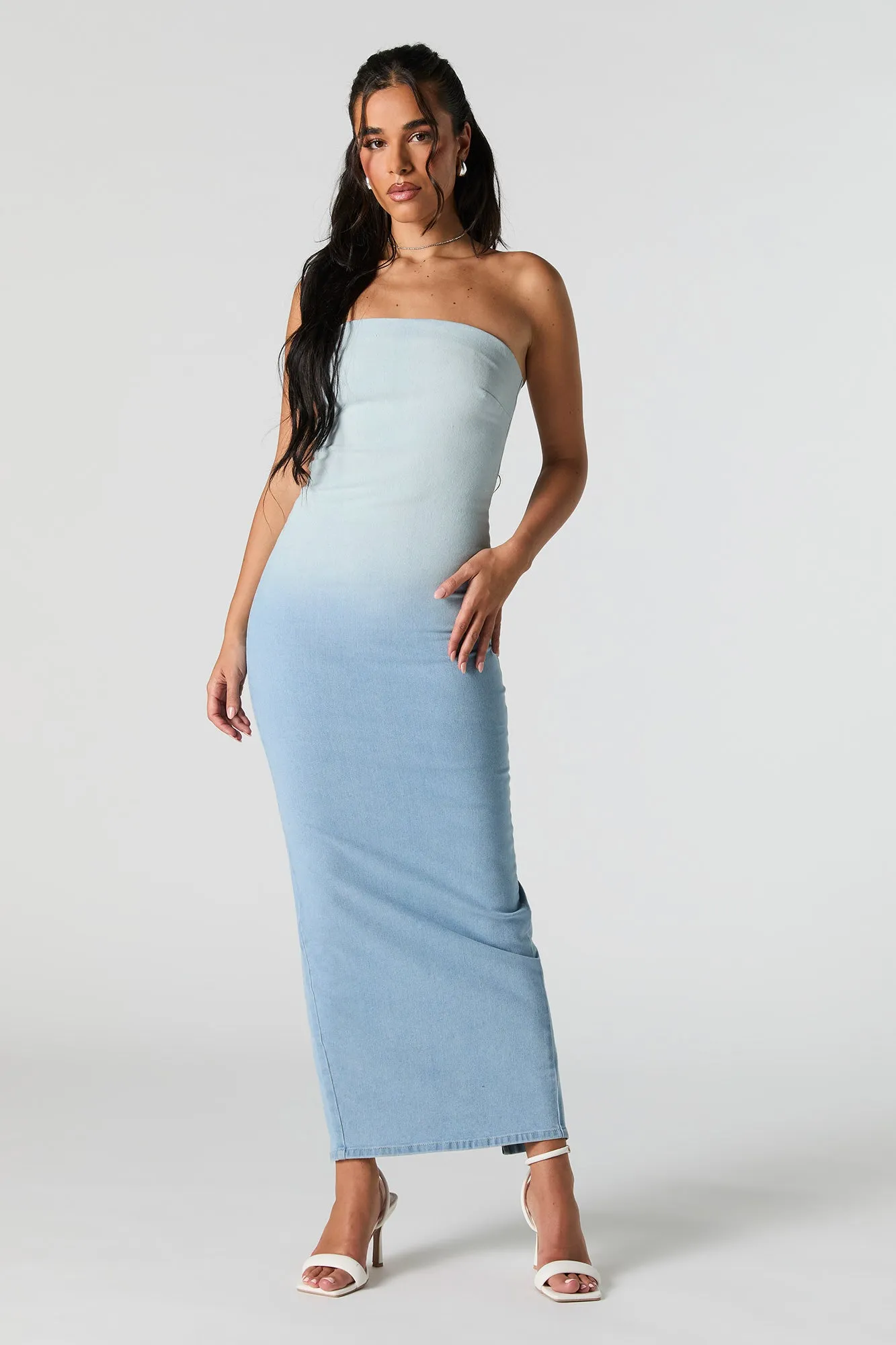 Denim Ombre Strapless Maxi Dress sold by Urban Planet product image thumbnail 4
