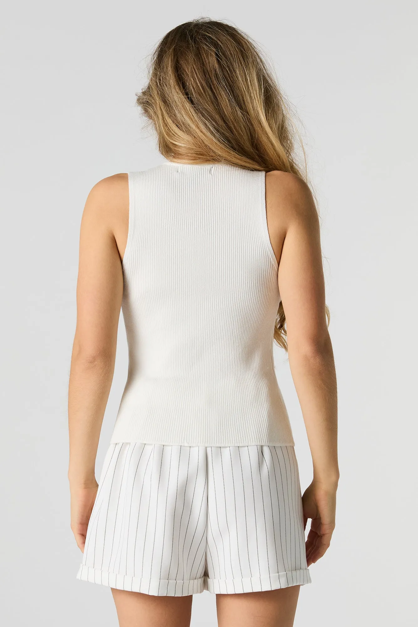 Ribbed Knit Keyhole Cut-Out Tank sold by Urban Planet product image thumbnail 2