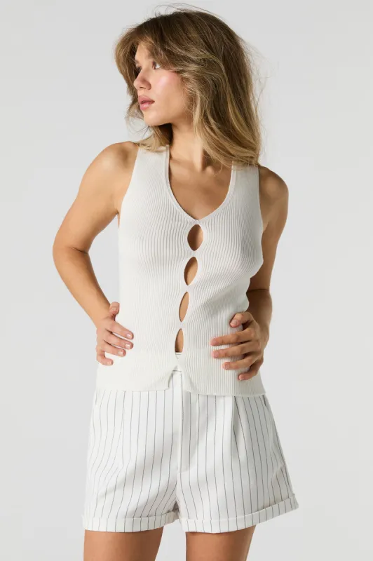Ribbed Knit Keyhole Cut-Out Tank sold by Urban Planet