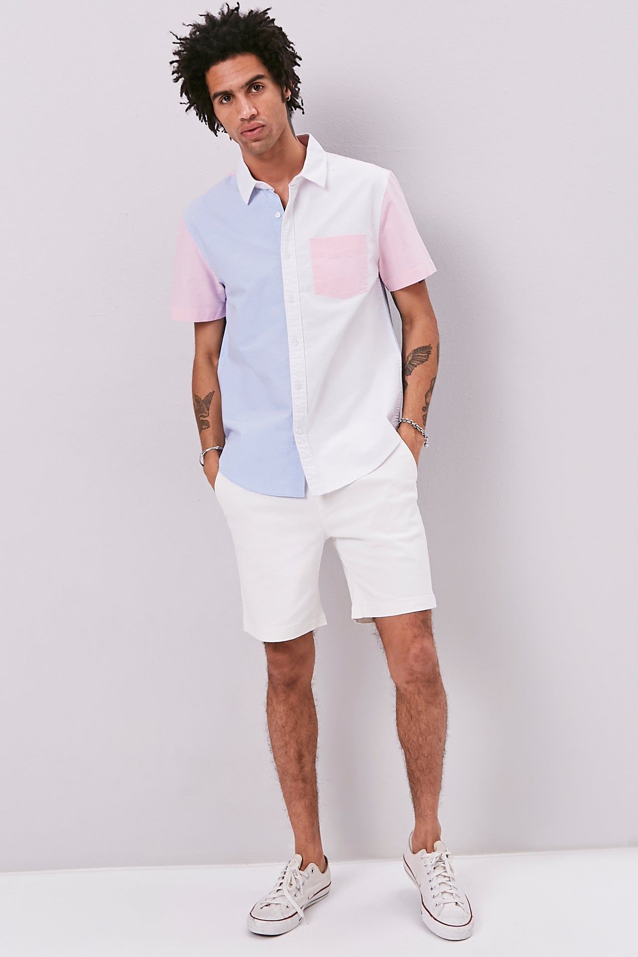 Colourblock Fitted Button-Up Top sold by Urban Planet product image thumbnail 3