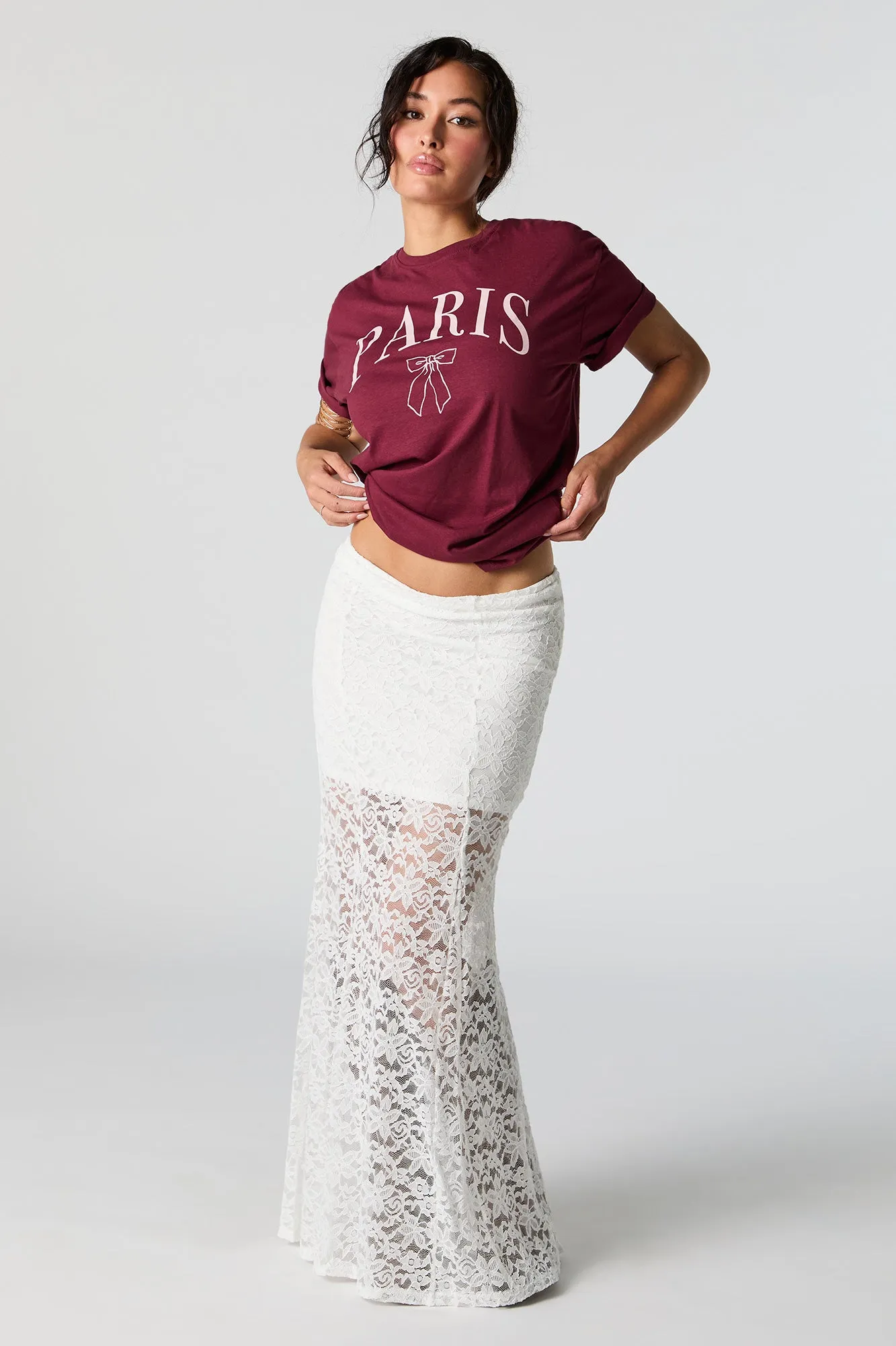 Paris Bow Graphic Boyfriend T-Shirt sold by Urban Planet product image thumbnail 2