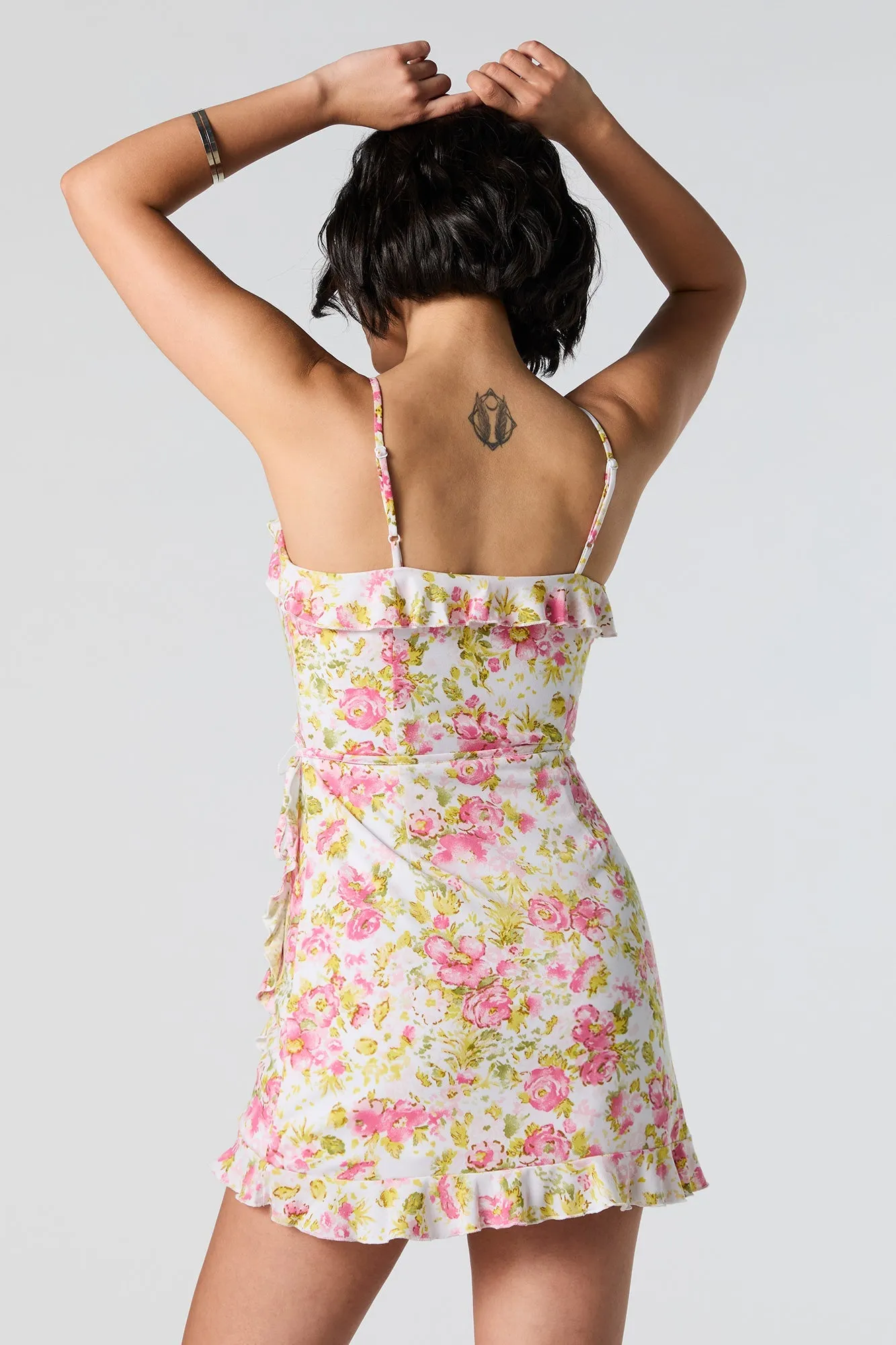 Printed Surplice Ruffle Mini Wrap Dress sold by Urban Planet product image thumbnail 5