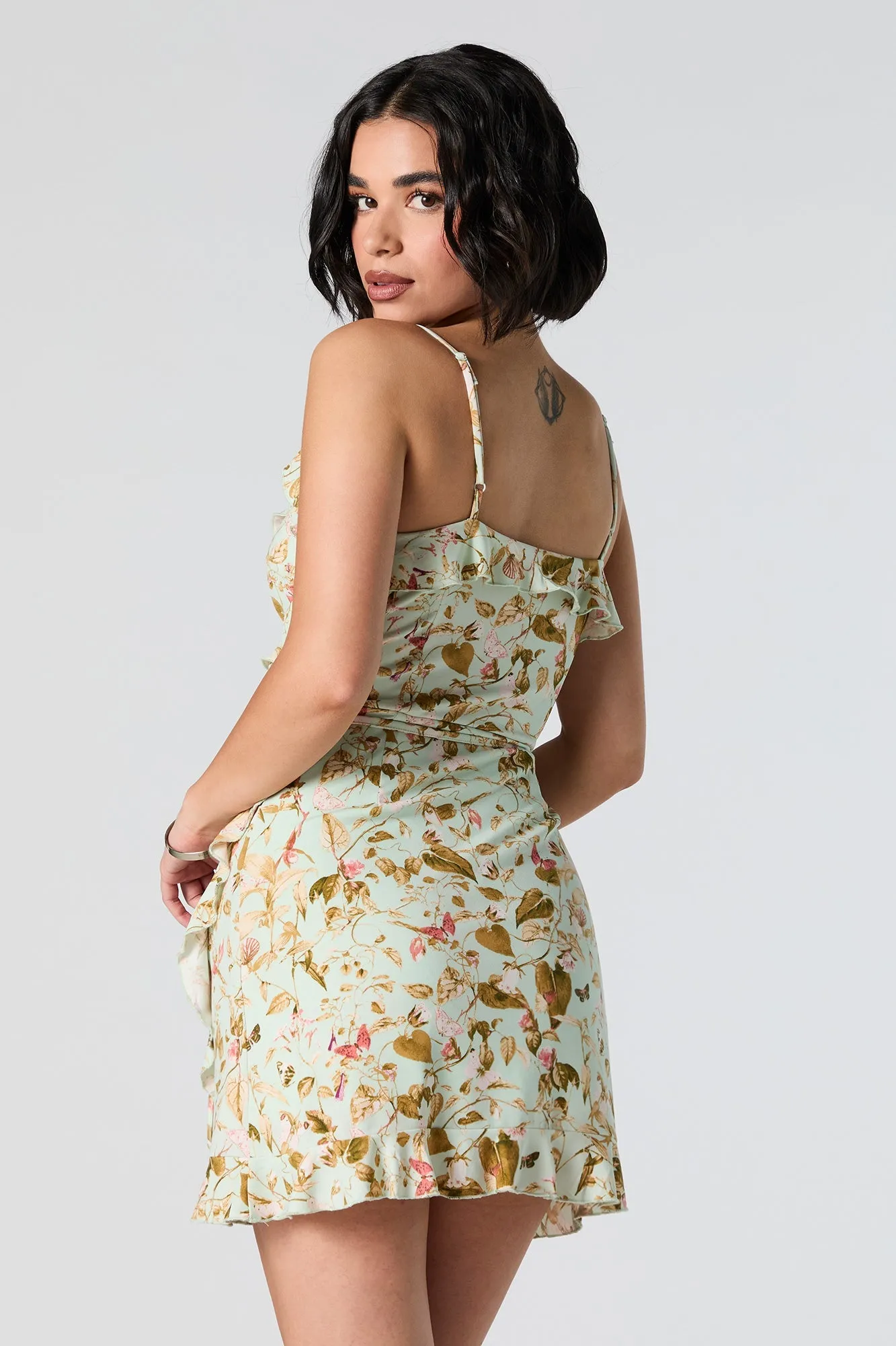 Printed Surplice Ruffle Mini Wrap Dress sold by Urban Planet product image thumbnail 2