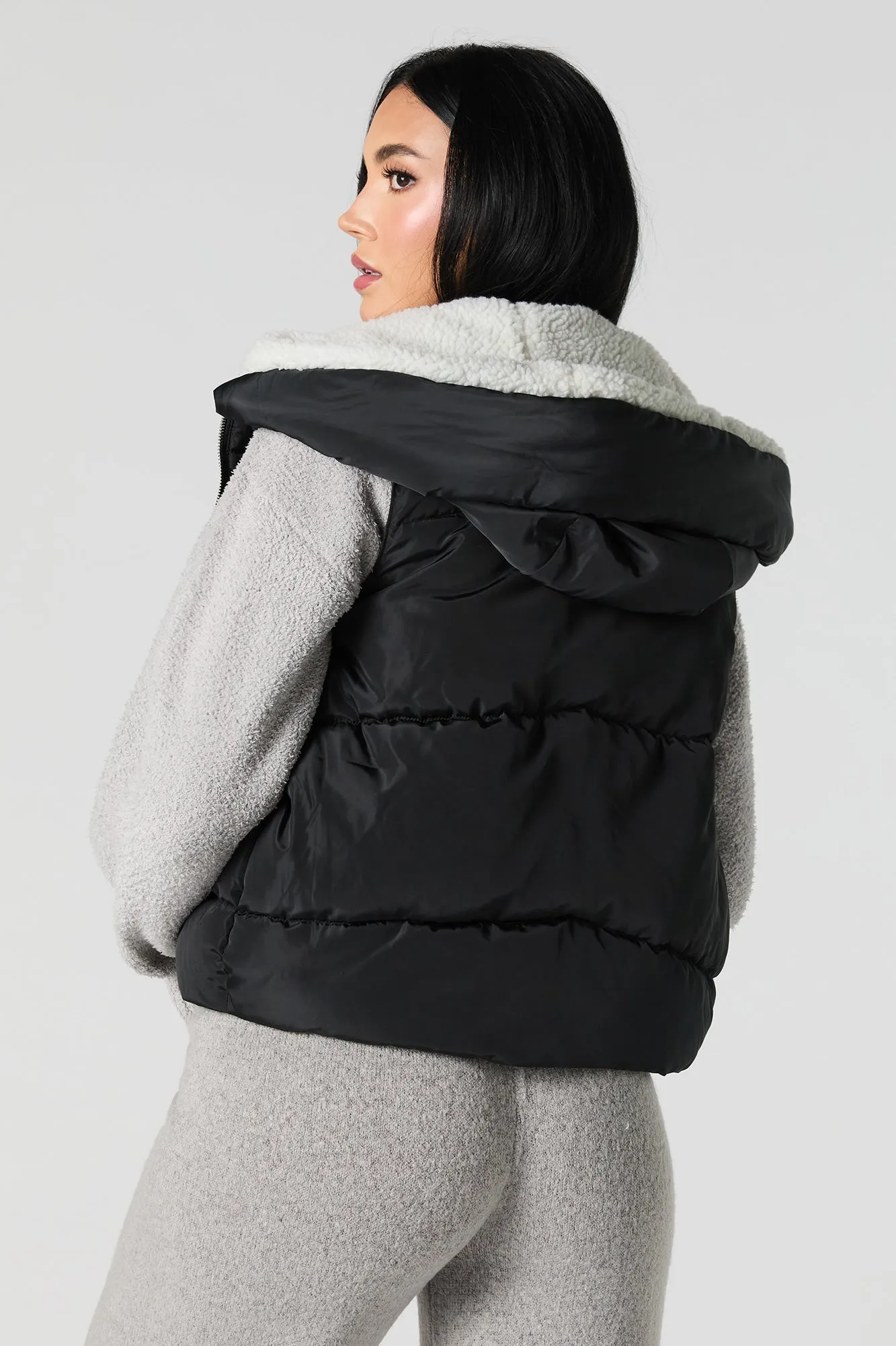Sherpa Lined Nylon Puffer Vest sold by Urban Planet product image thumbnail 5