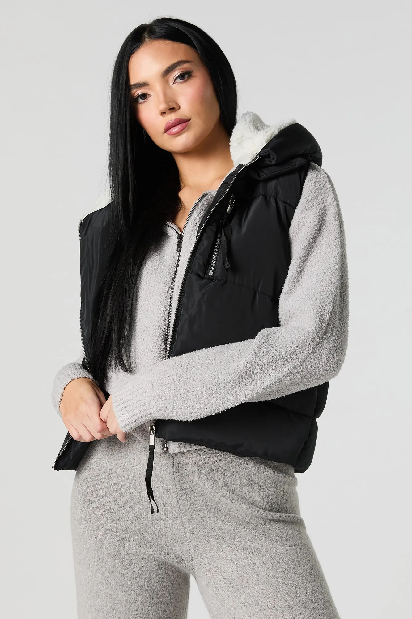 Sherpa Lined Nylon Puffer Vest sold by Urban Planet product image thumbnail 4