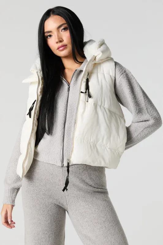 Sherpa Lined Nylon Puffer Vest sold by Urban Planet