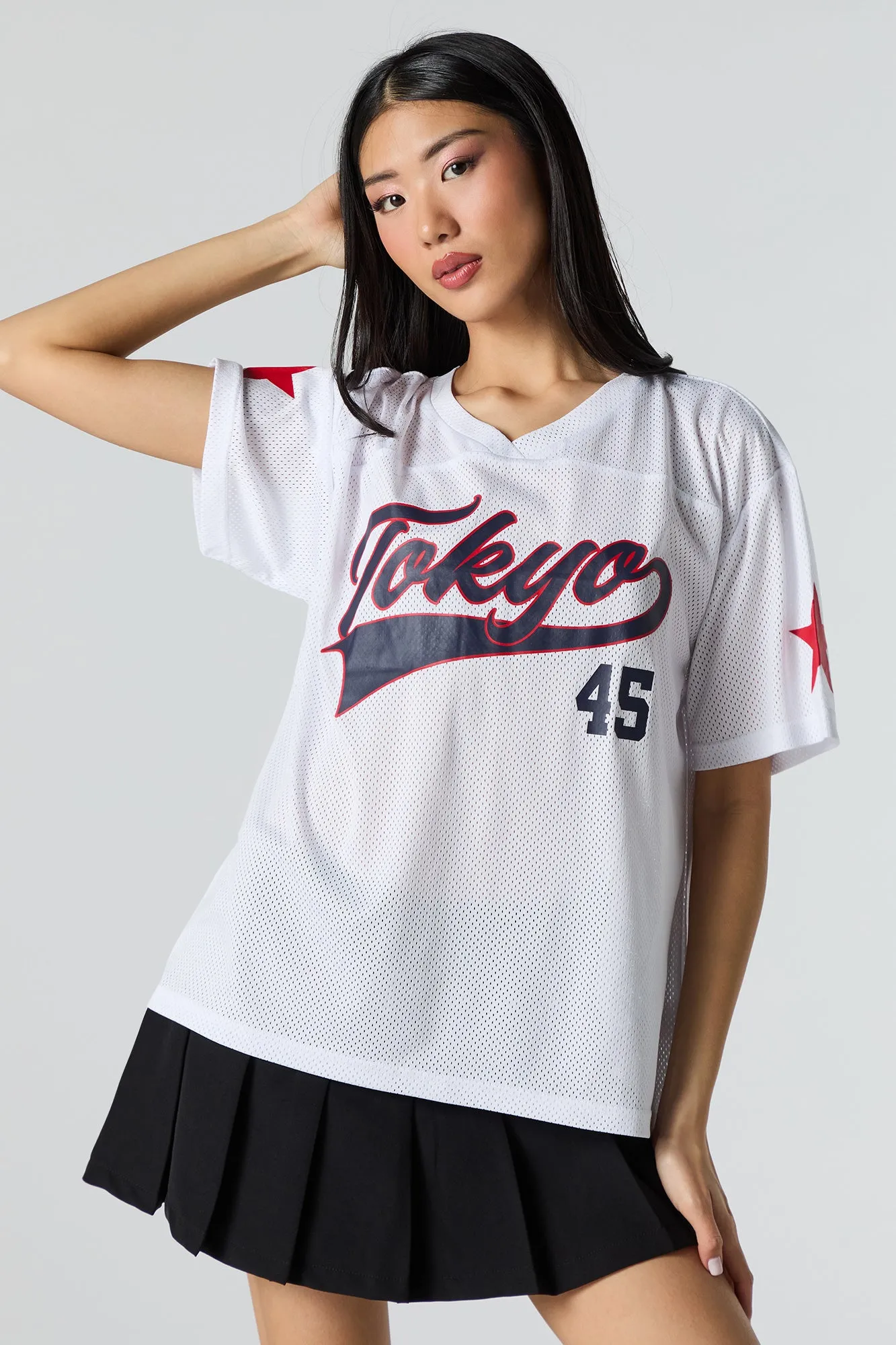 Mesh Sporty Graphic V-Neck Jersey sold by Urban Planet product image thumbnail 5