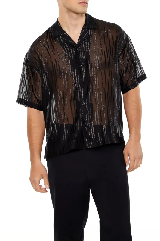 Sheer Sequin Button-Up Top sold by Urban Planet