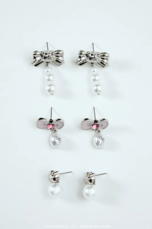 Hello Kitty Faux Pearl Earrings (3 Pack) made by Forever 21