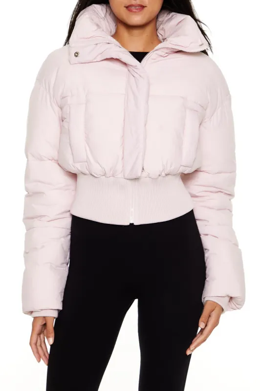 Quilted Cropped Puffer Jacket sold by Urban Planet