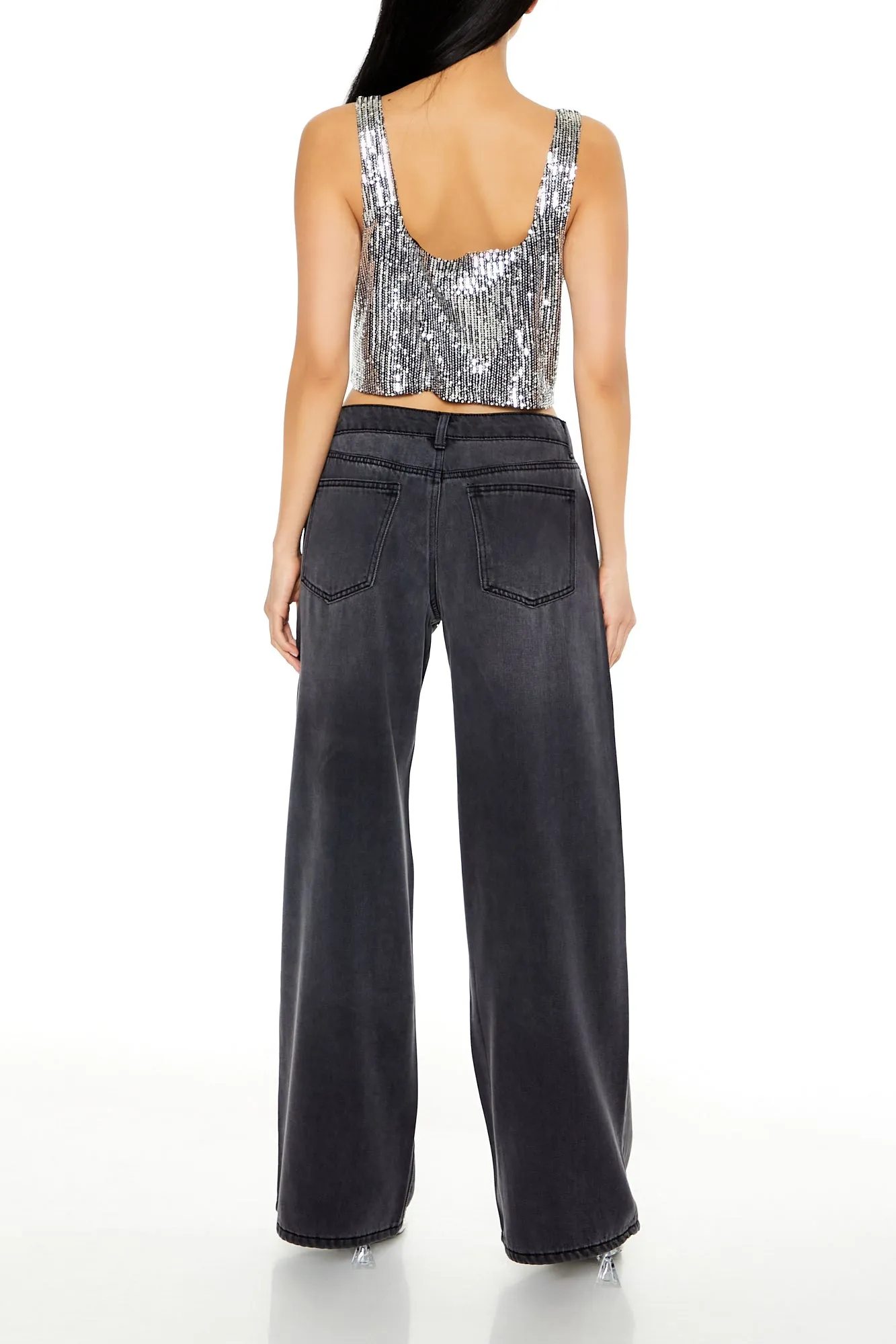 Jean ample délavé noir à taille basse avec pierres du Rhin sold by Urban Planet product image thumbnail 3