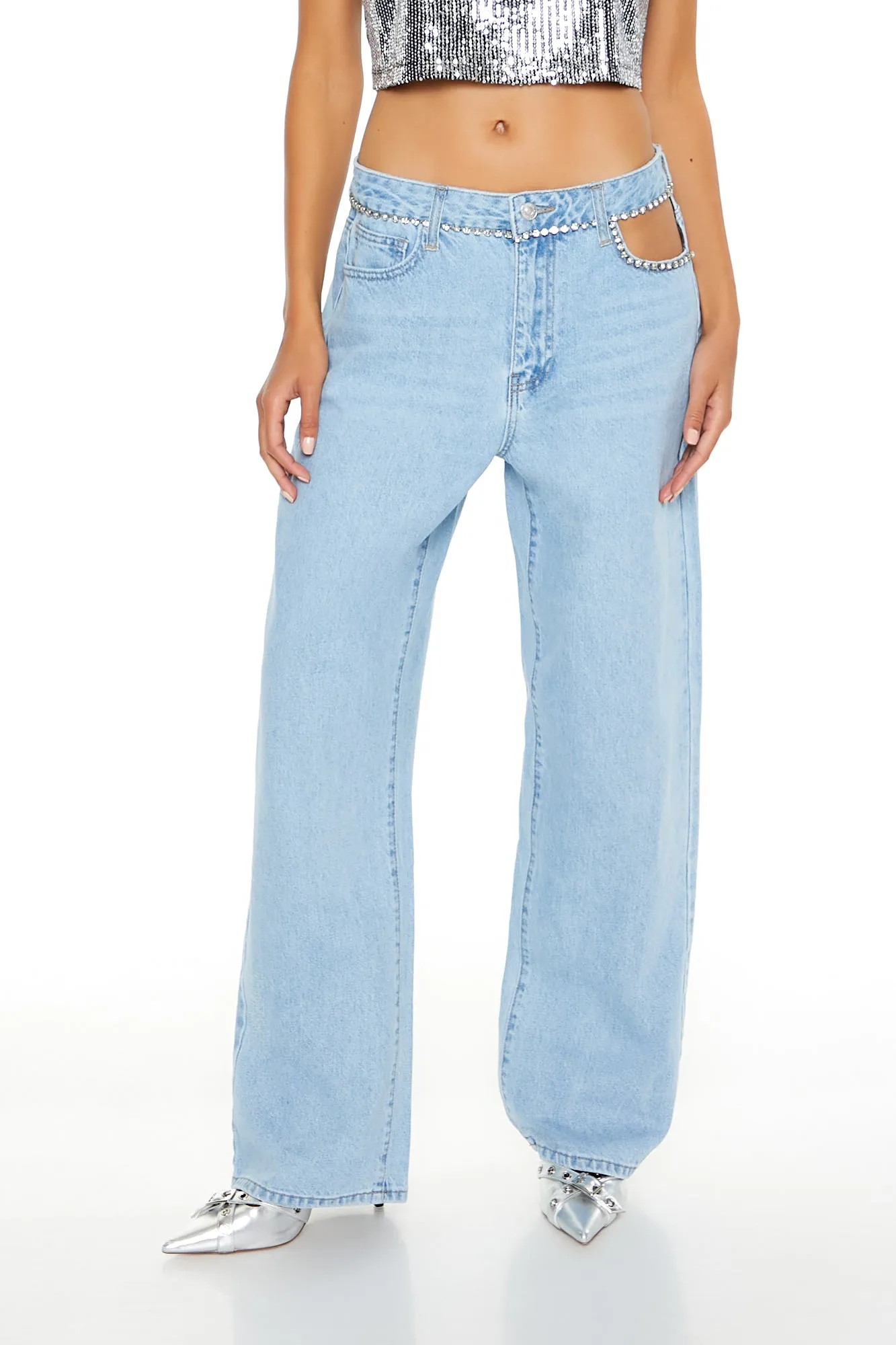 Jean à taille haute avec liséré de pierres du Rhin sold by Urban Planet product image thumbnail 2