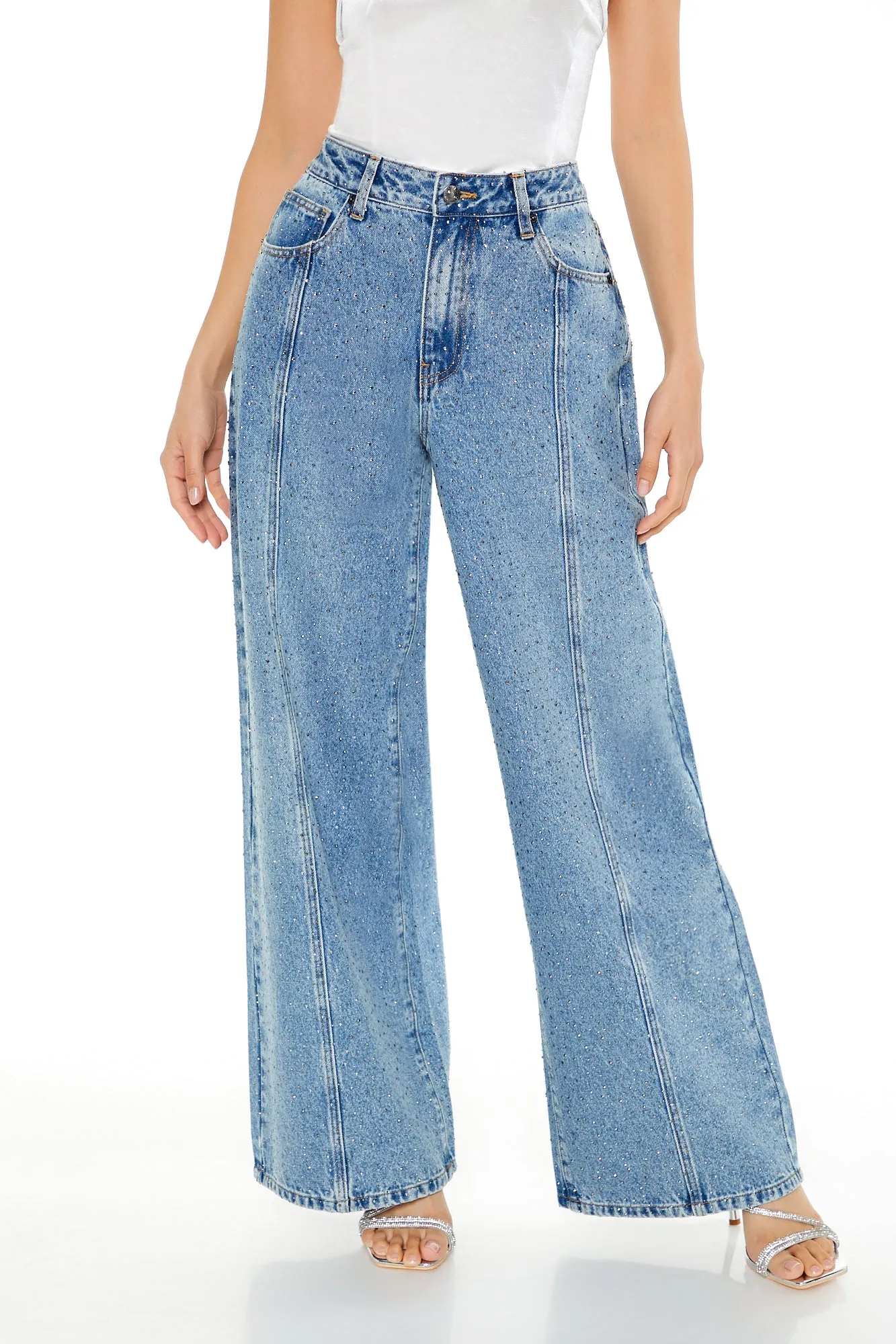 Rhinestone High Rise Wide Leg Jean sold by Urban Planet product image thumbnail 2