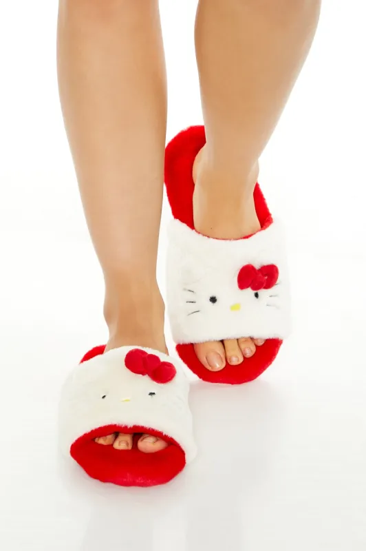 Pantoufles à bout ouvert en peluche avec imprimé Hello Kitty sold by Urban Planet