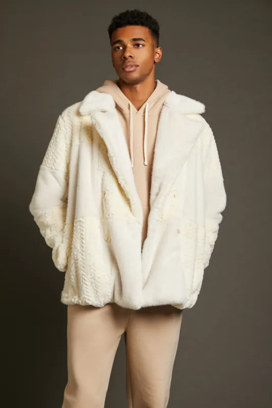 Faux Fur Two Tone Checkered Coat sold by Urban Planet
