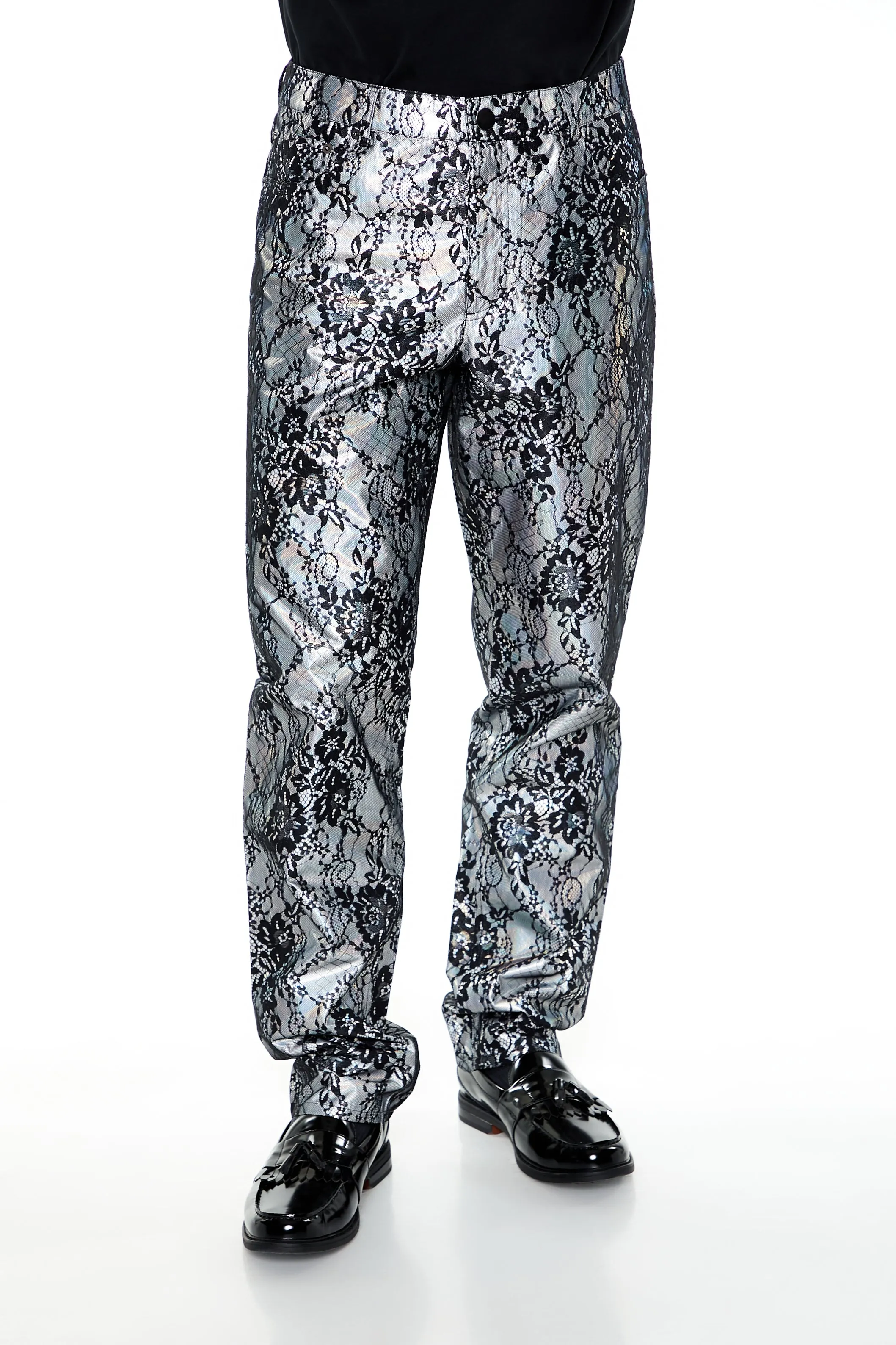 Metallic Lace Slim Fit Pant sold by Urban Planet