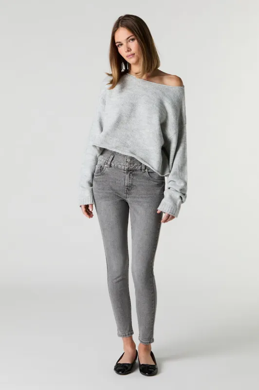 Grey Wash Stacked Waist Stretchy Skinny Jean sold by Urban Planet