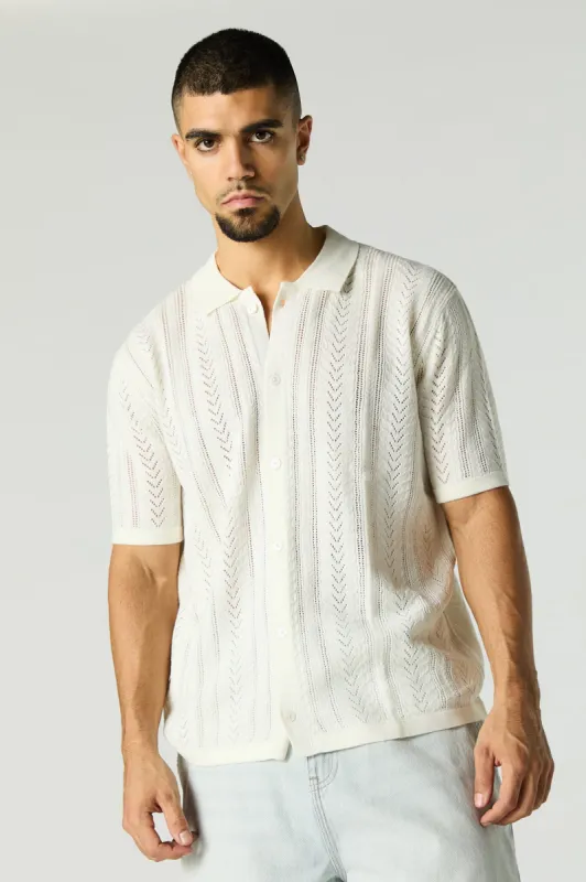 Haut en tricot ouvert boutonné à motif sold by Urban Planet