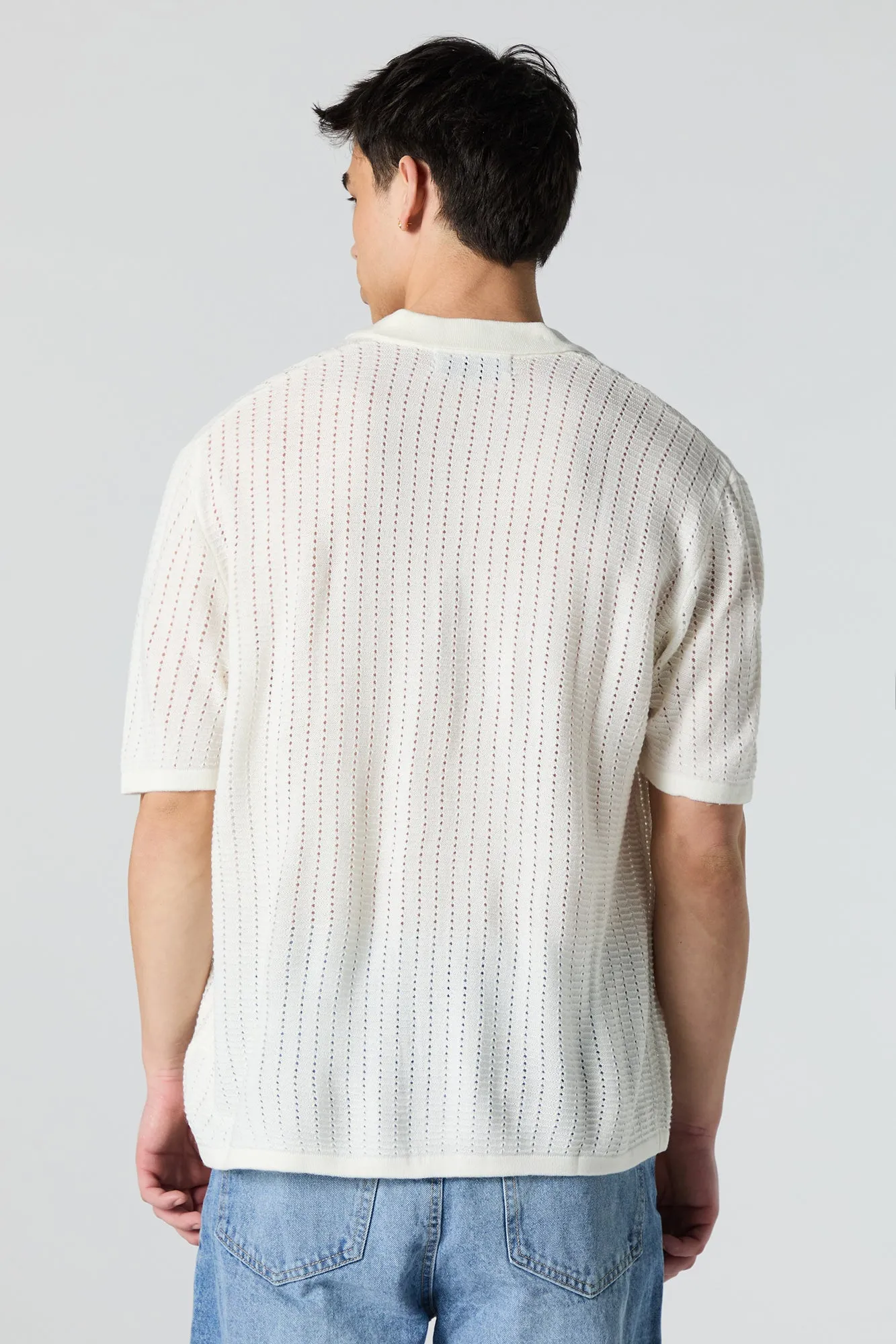 Haut boutonné à manche courte en tricot ouvert sold by Urban Planet product image thumbnail 2