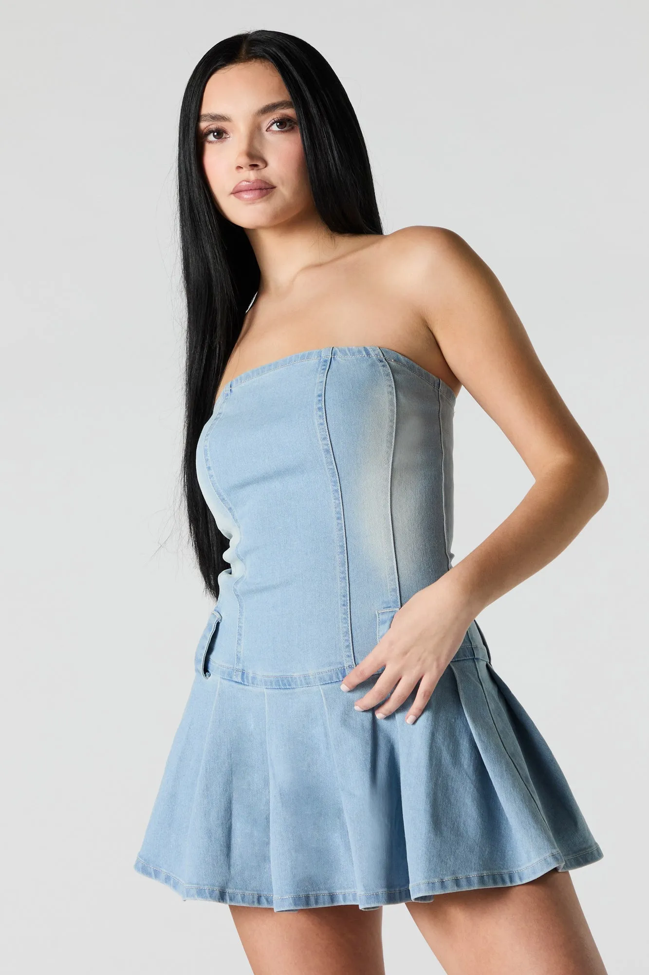 Denim Strapless Mini Dress sold by Urban Planet product image thumbnail 5