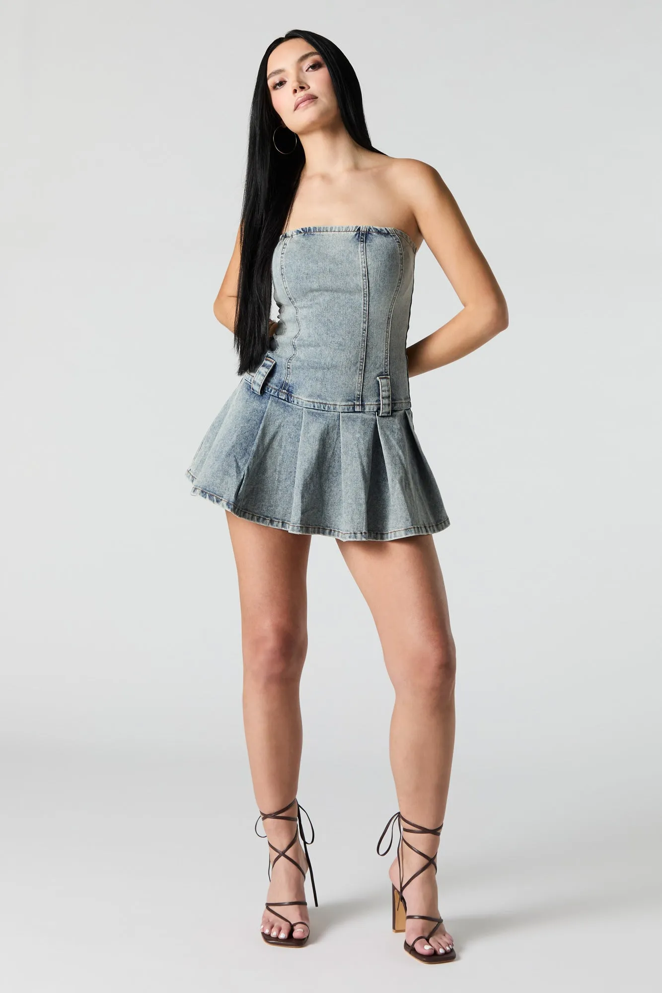Denim Strapless Mini Dress sold by Urban Planet product image thumbnail 3