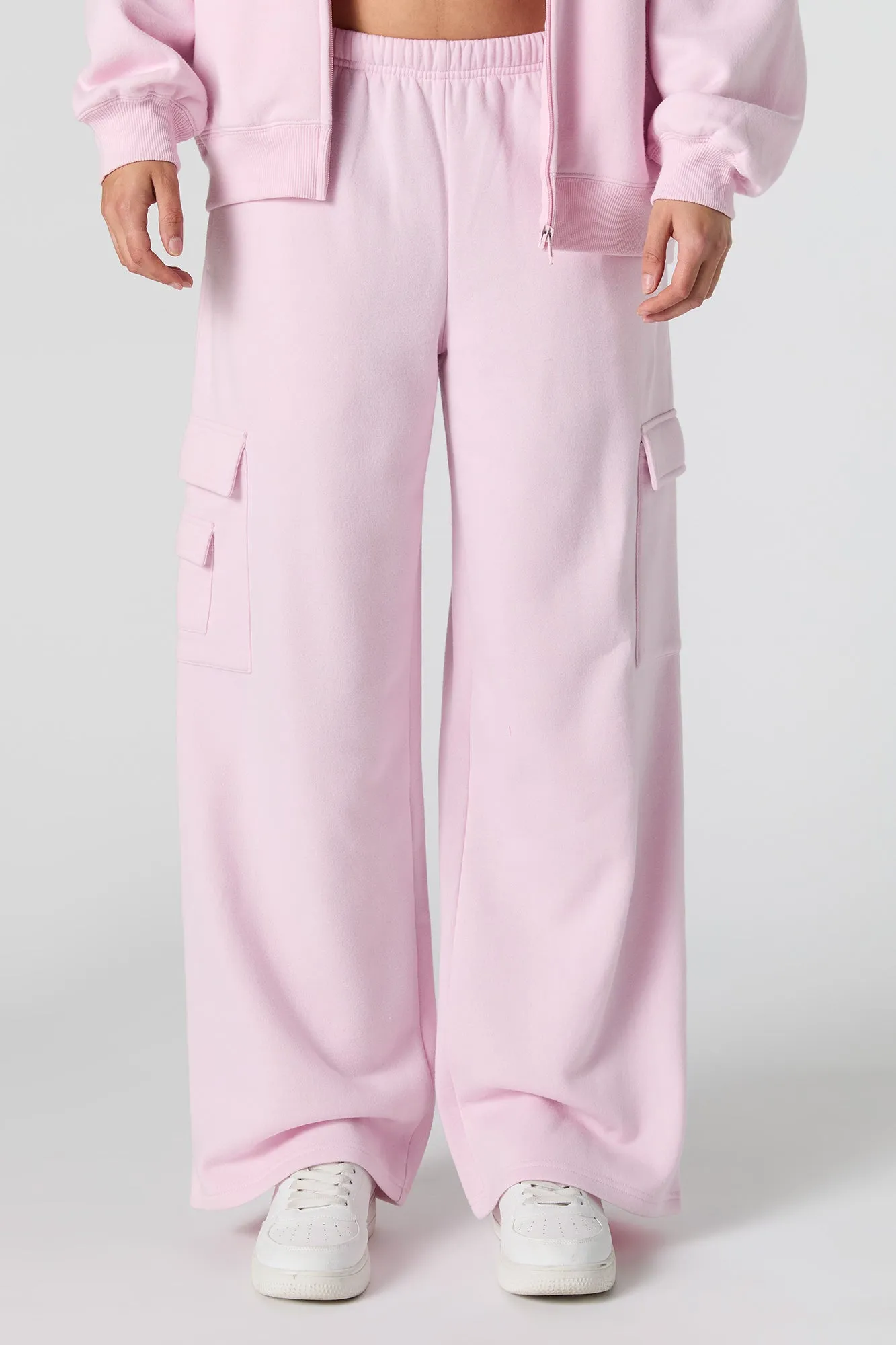 Solid Fleece Wide Leg Cargo Sweatpant sold by Urban Planet product image thumbnail 2