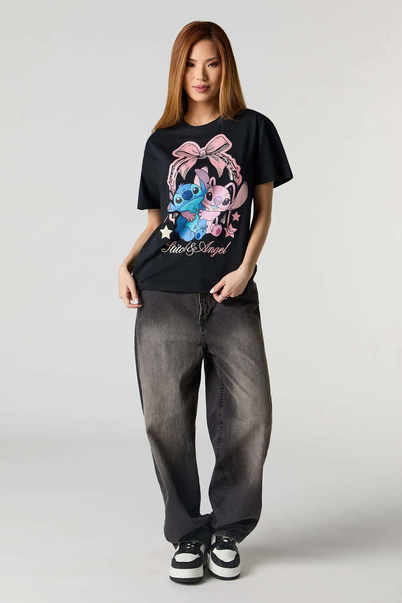 T-shirt de coupe garçonne à imprimé Stitch & Angel sold by Urban Planet product image thumbnail 3