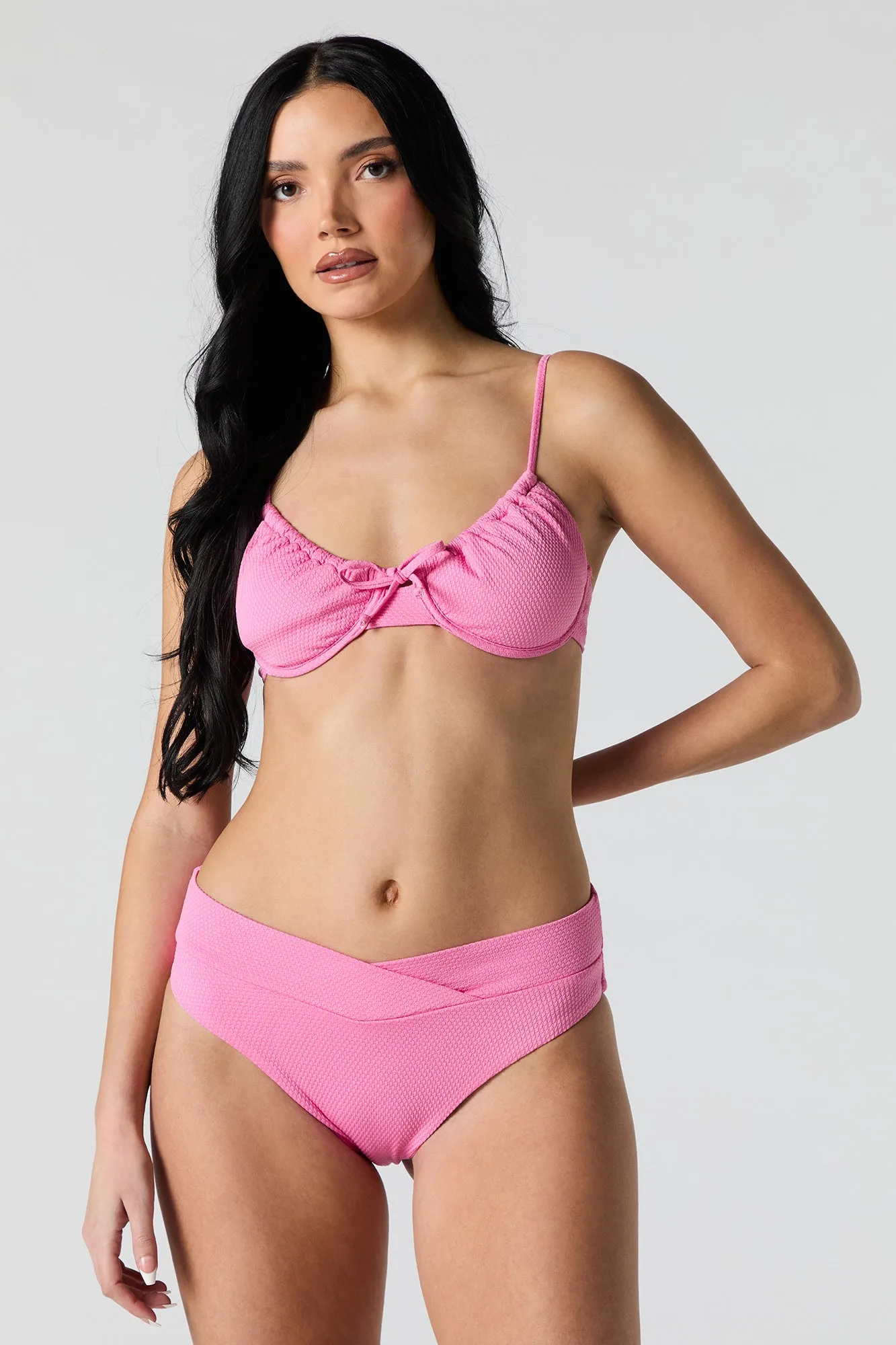 Textured Crossover Bikini Bottom sold by Urban Planet