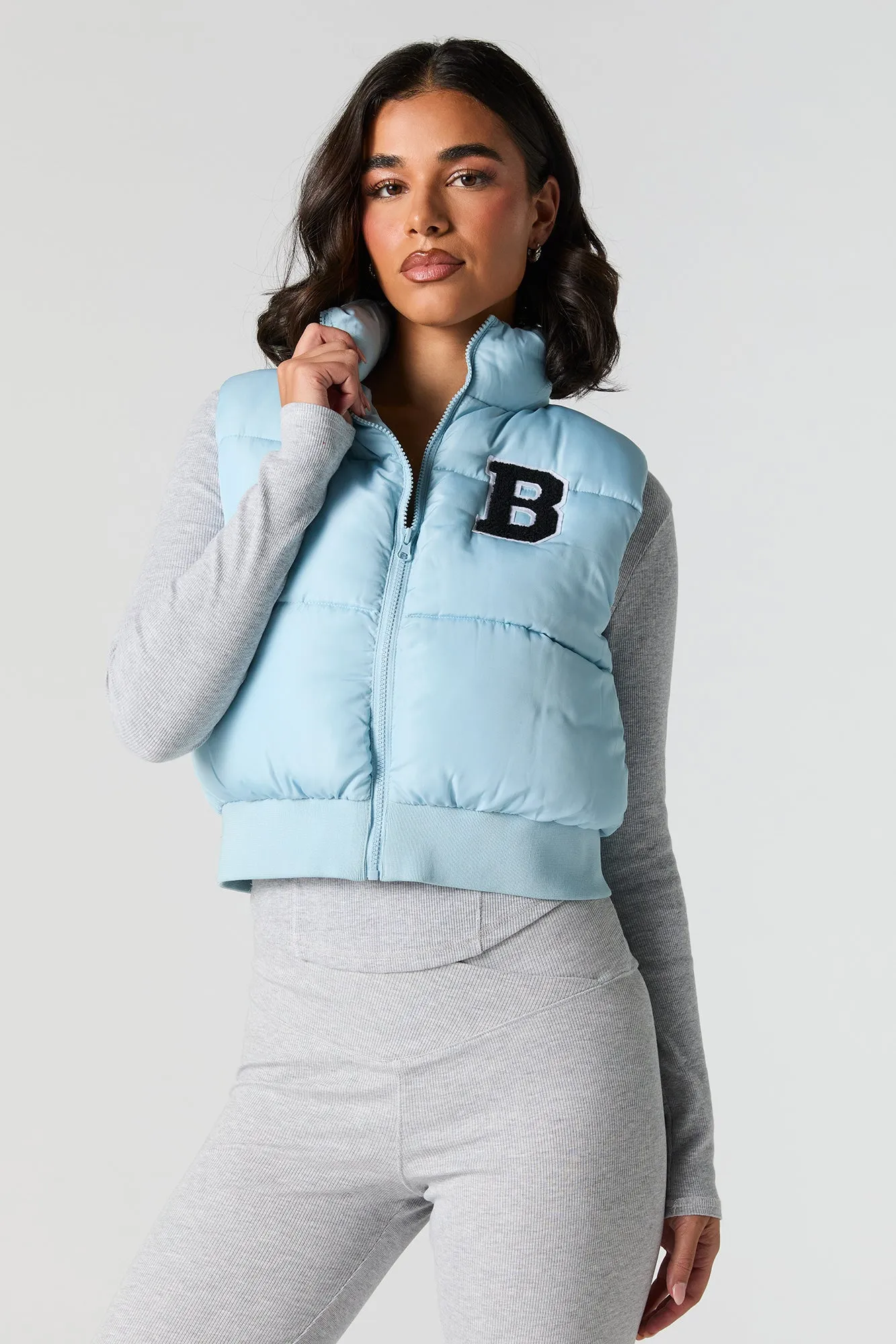 Letter Chenille Embroidered Puffer Vest sold by Urban Planet