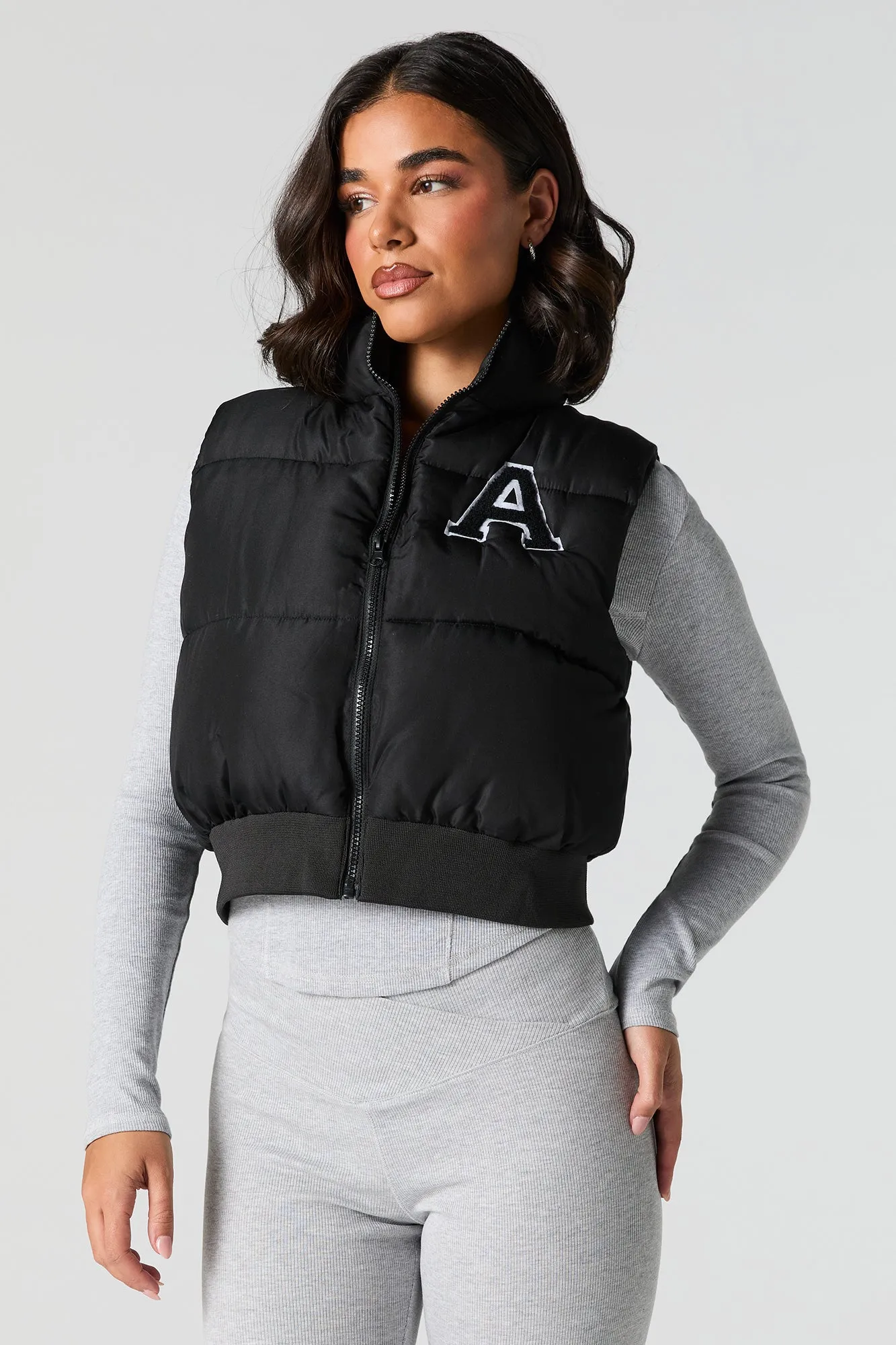 Letter Chenille Embroidered Puffer Vest sold by Urban Planet product image thumbnail 4