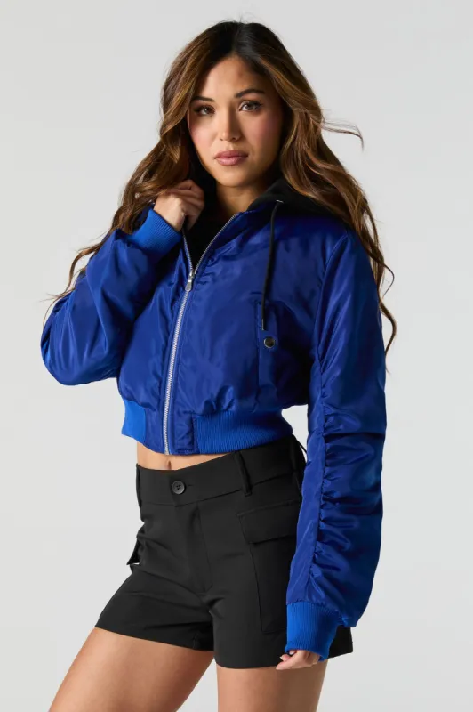 Cropped Nylon Bomber Jacket sold by Urban Planet