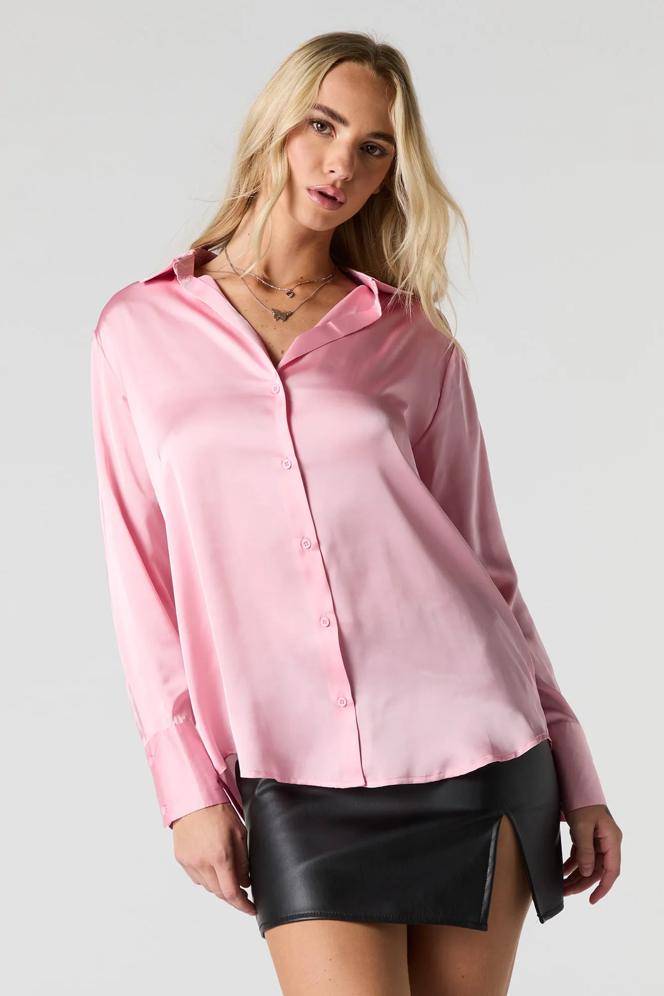 Satin Button-Up Top sold by Urban Planet